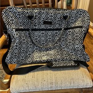 Nicole Miller Black and White Geometric Weekender Travel Bag